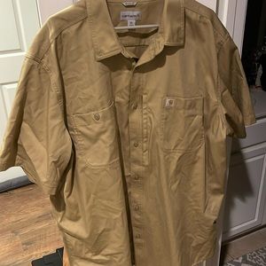NWOT tan Carhartt 3xl tall button down short sleeve dress shirt
